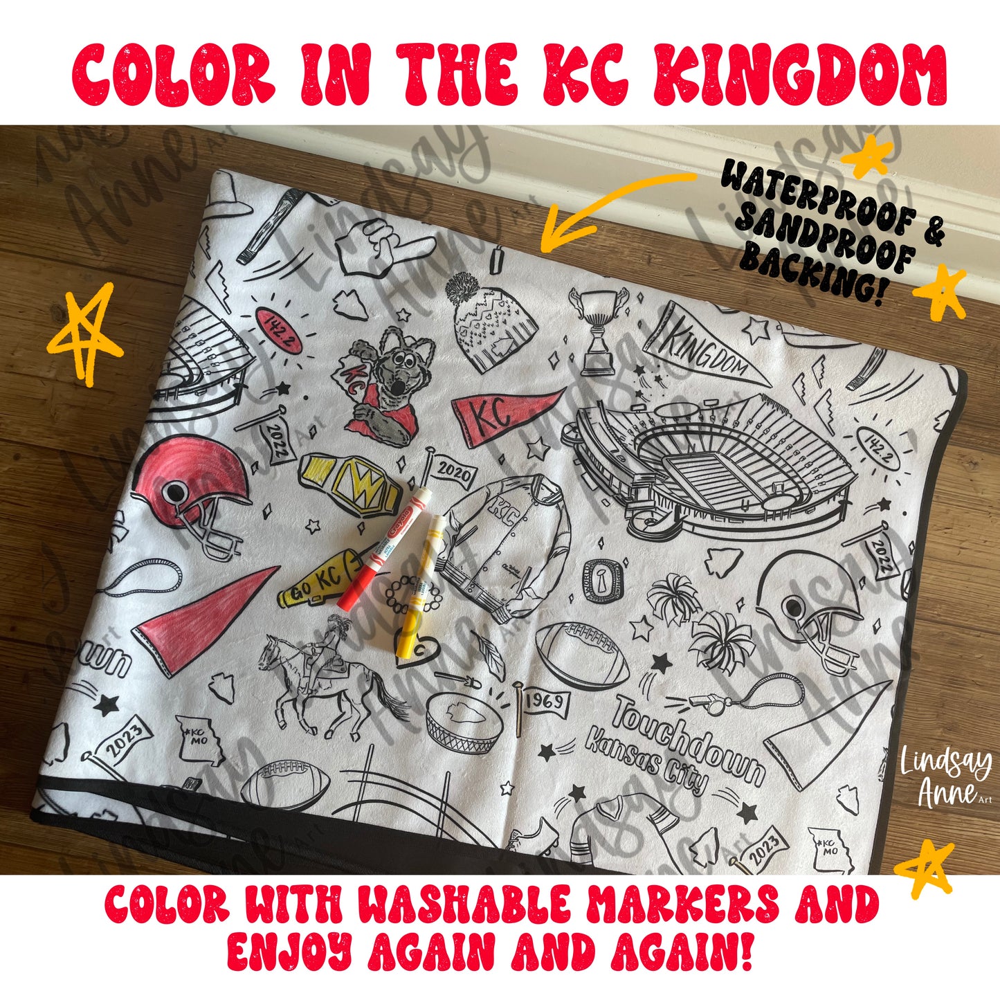 Color in the KC Kingdom Picnic Blanket