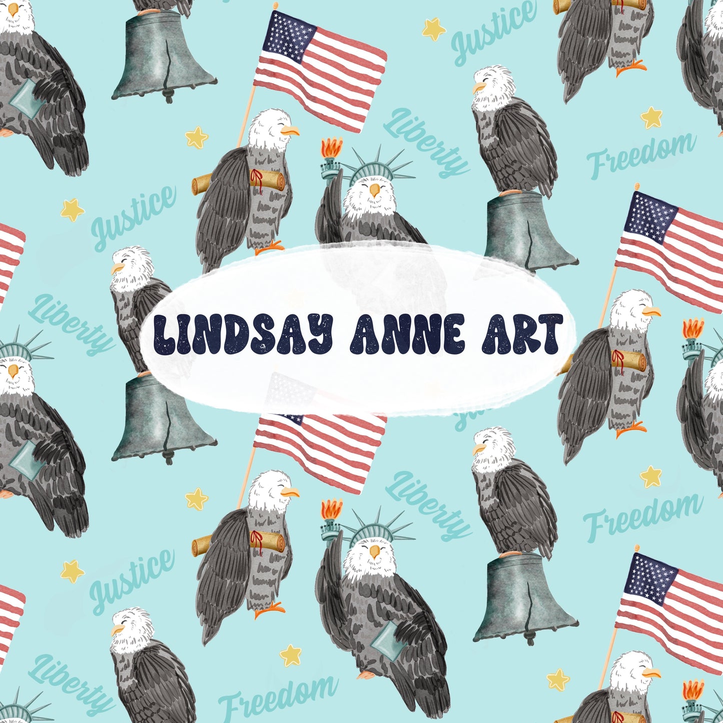 Let Freedom Ring! Sky blue eagle with words