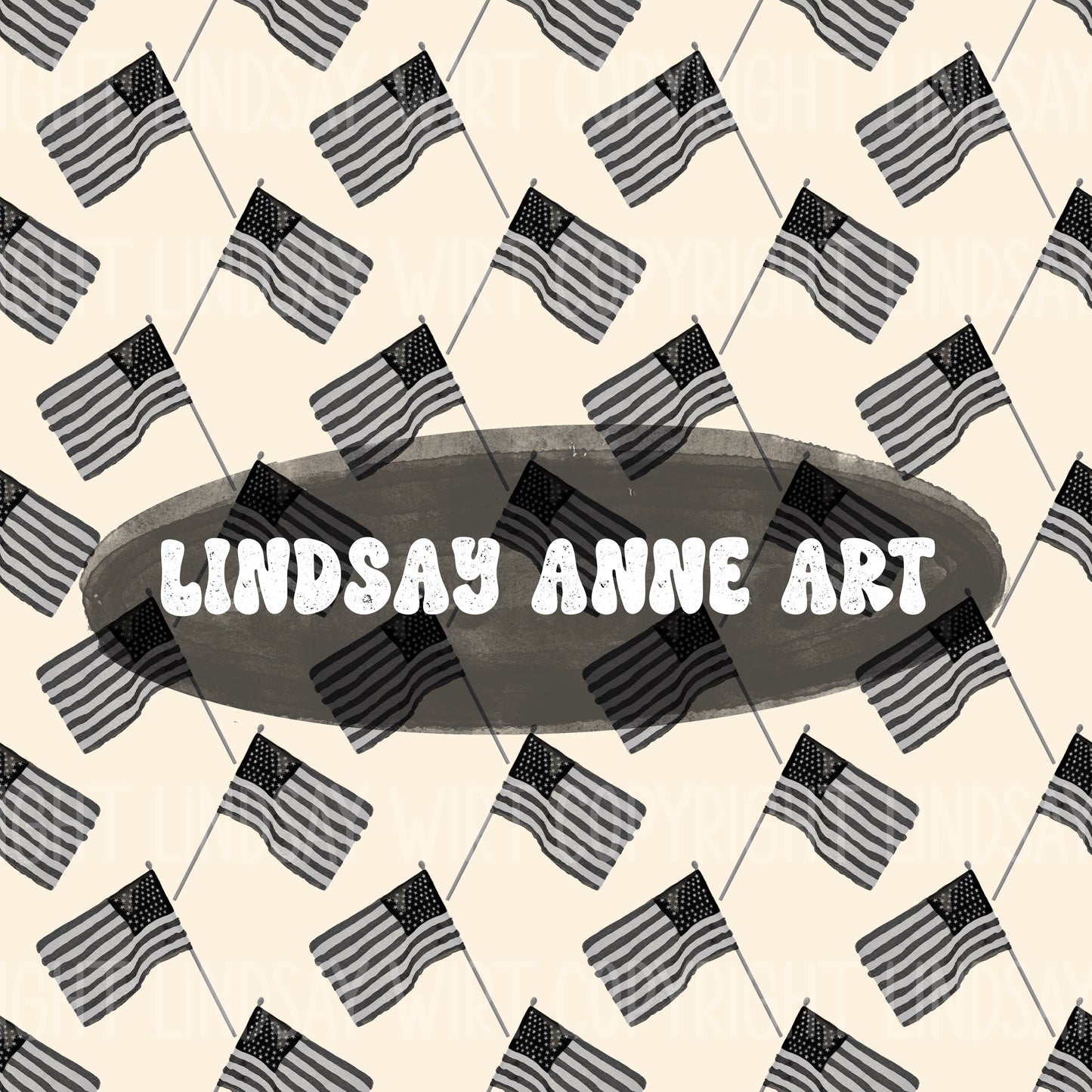 American Flag - grayscale cream