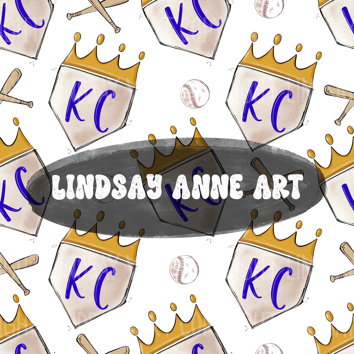 KC base with ball & bat on white