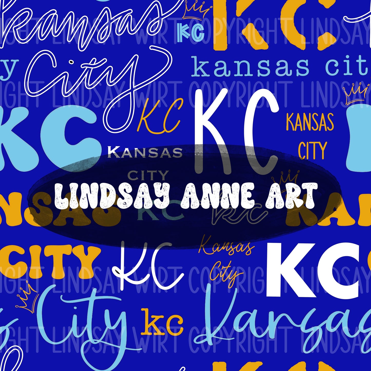 Kansas City Typography blue