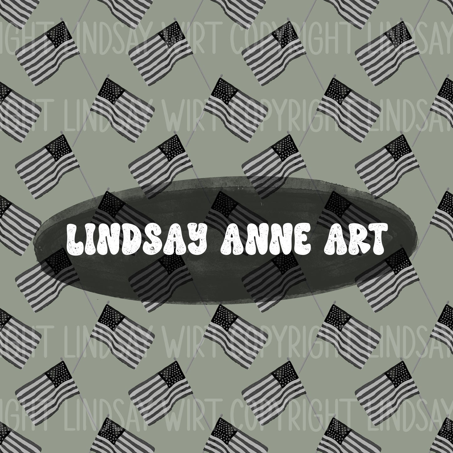 American Flag - sage grayscale