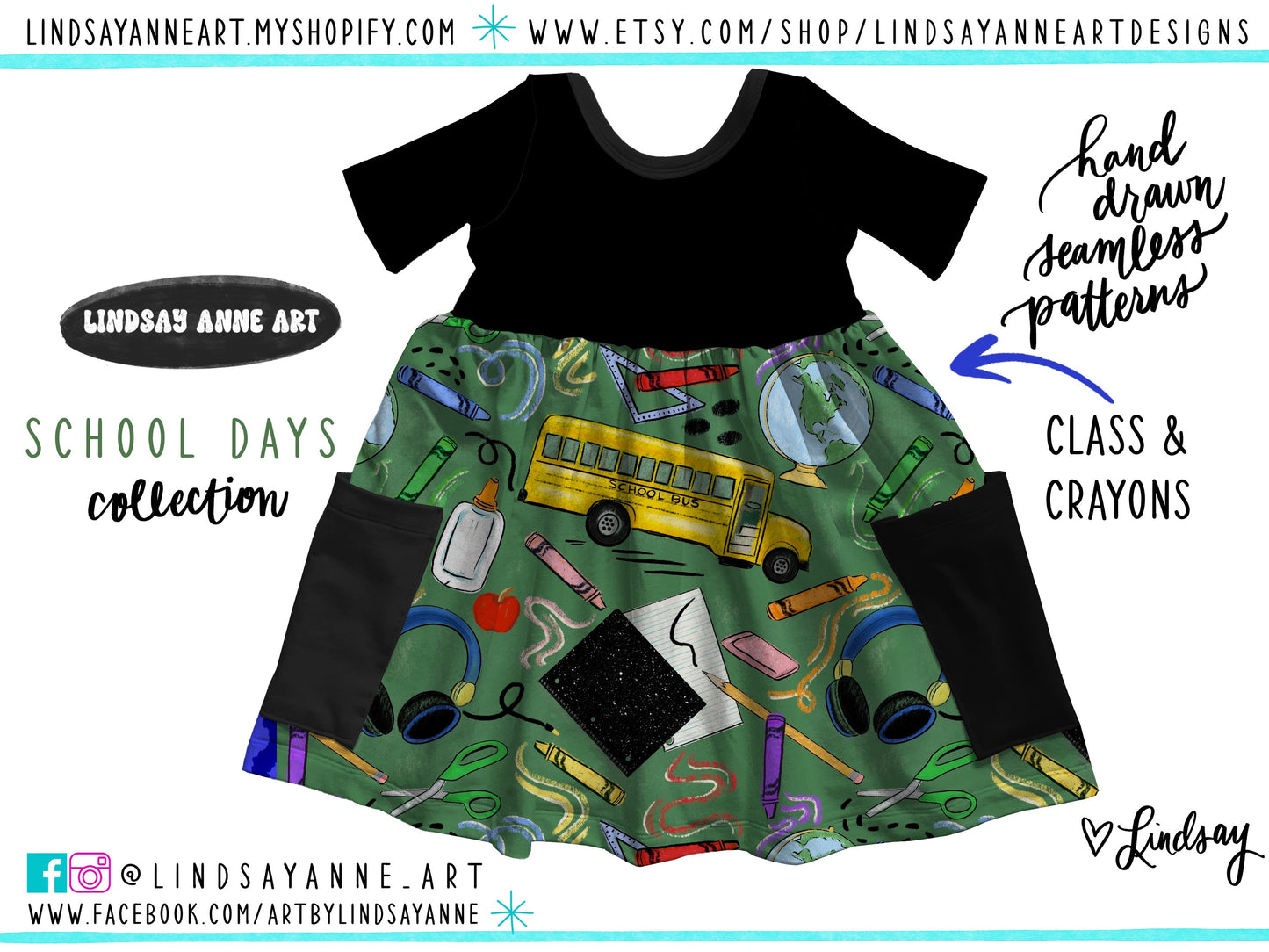 Class and Crayons - Green Chalkboard