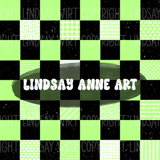 Fun Checker coordinate - neon lime/black