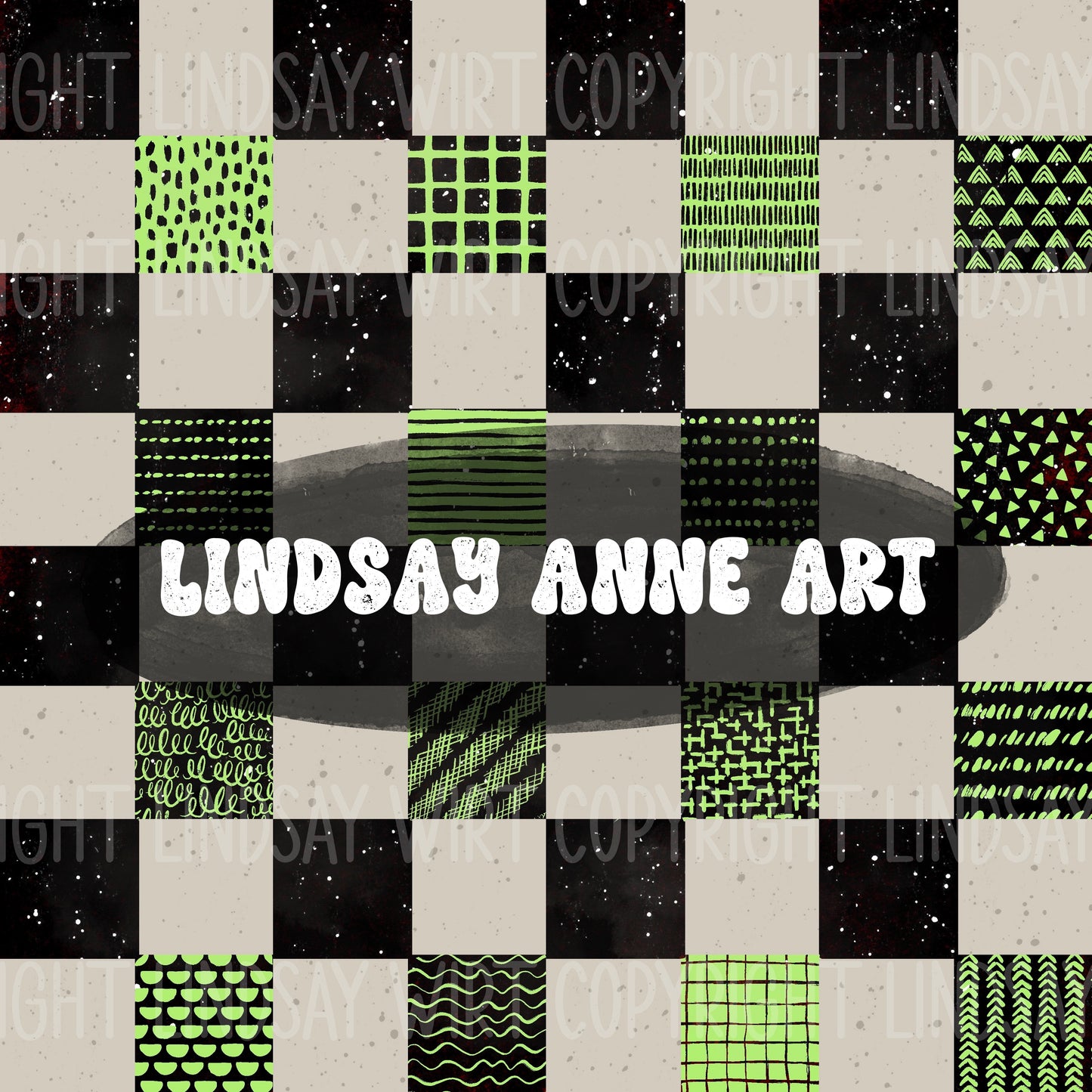 Fun Checker coordinate - tan/lime