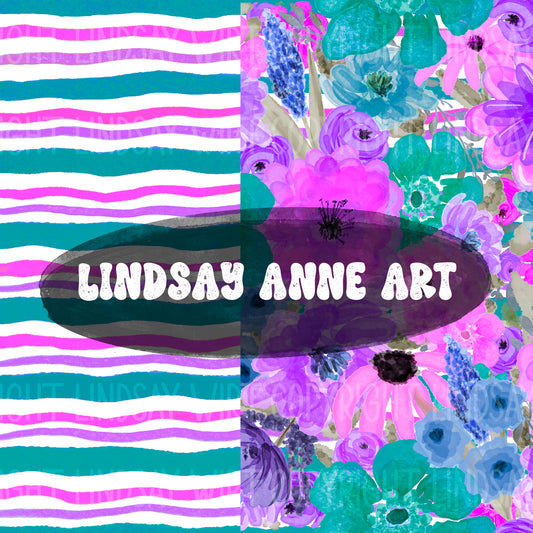Brighten My Day Floral - Turquoise stripe