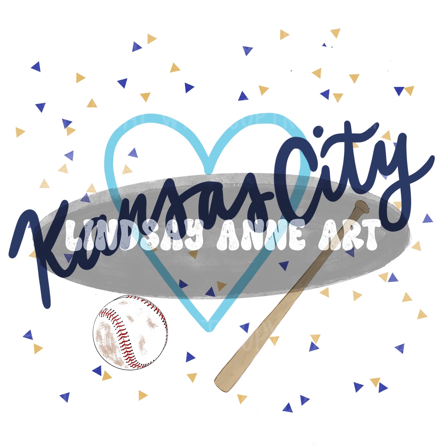 Kansas City heart confetti PNG