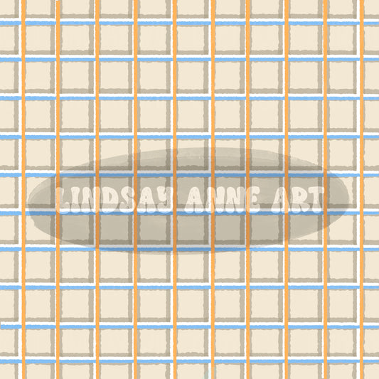 Beach Boogie Sand Plaid coordinate with blue/orange