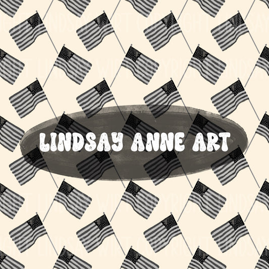 American Flag - grayscale cream