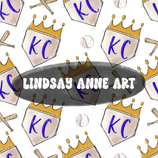 KC base with ball & bat on white